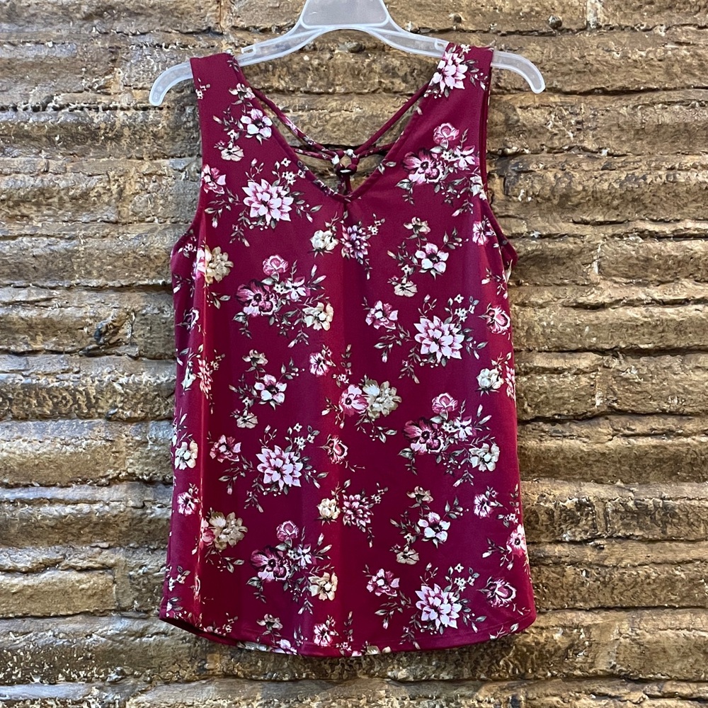 Papermoon Burgundy Floral Tank Top